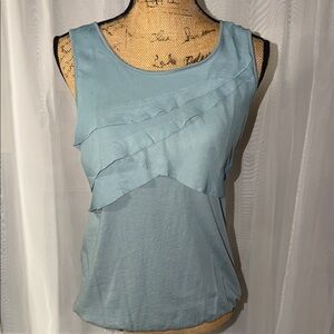 LOFT Women's Ruffle Tank Top - Soft Blue
